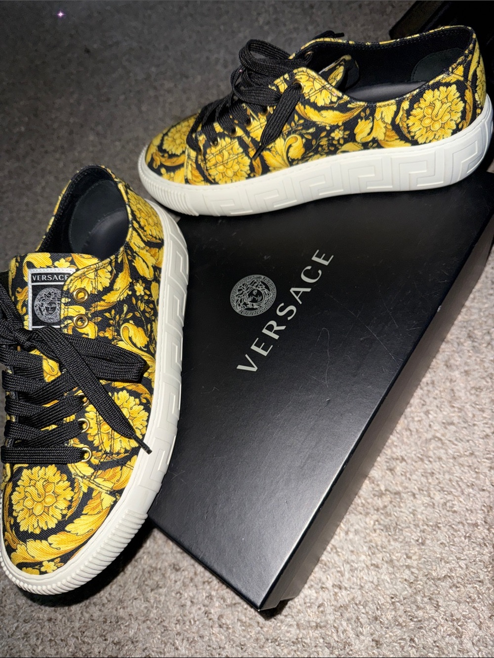 Versace Black & Yellow Baroque Low-Top Sneakers